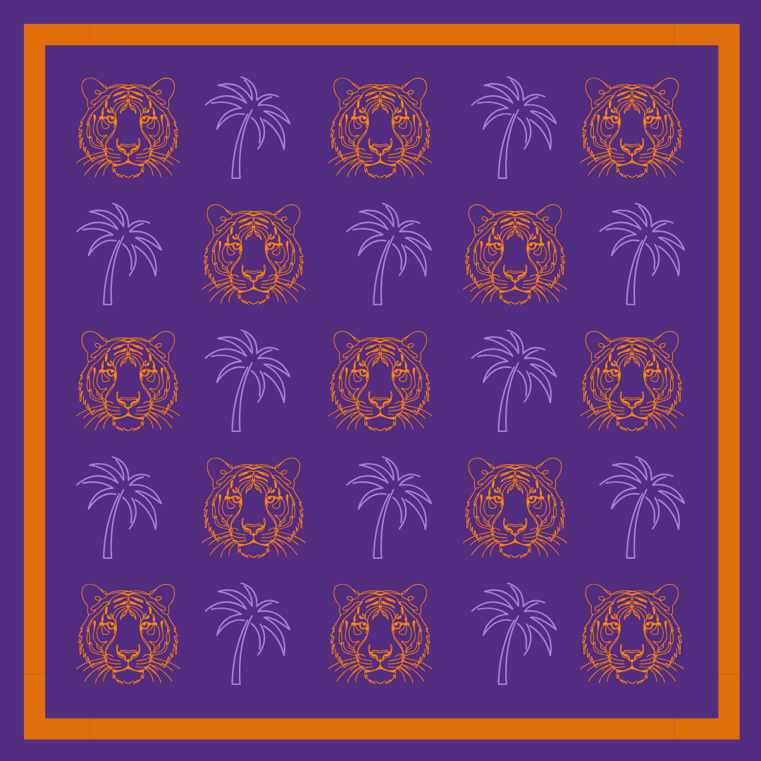 Clemson Bandana Gameday Scarf Tiger and Palm