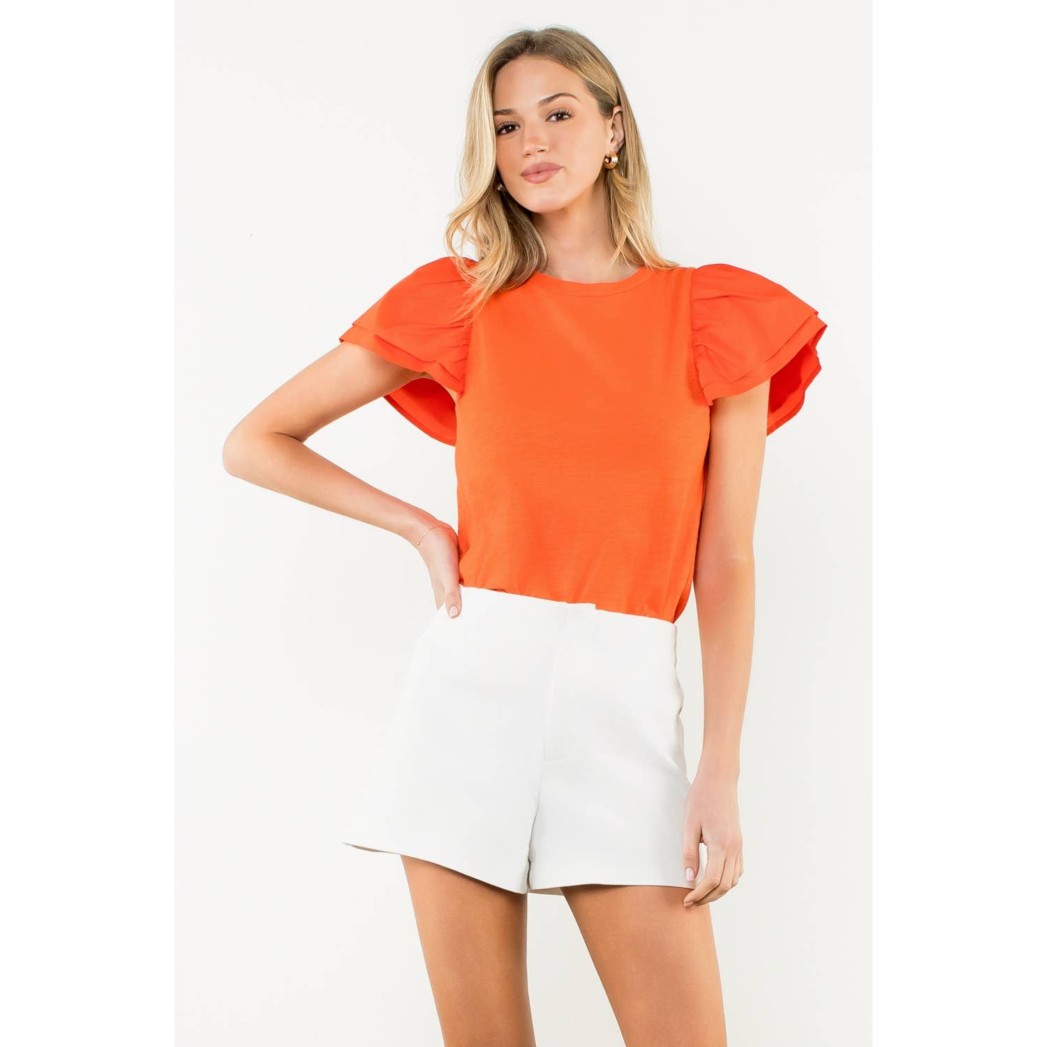 Flutter Sleeve Top Orange
