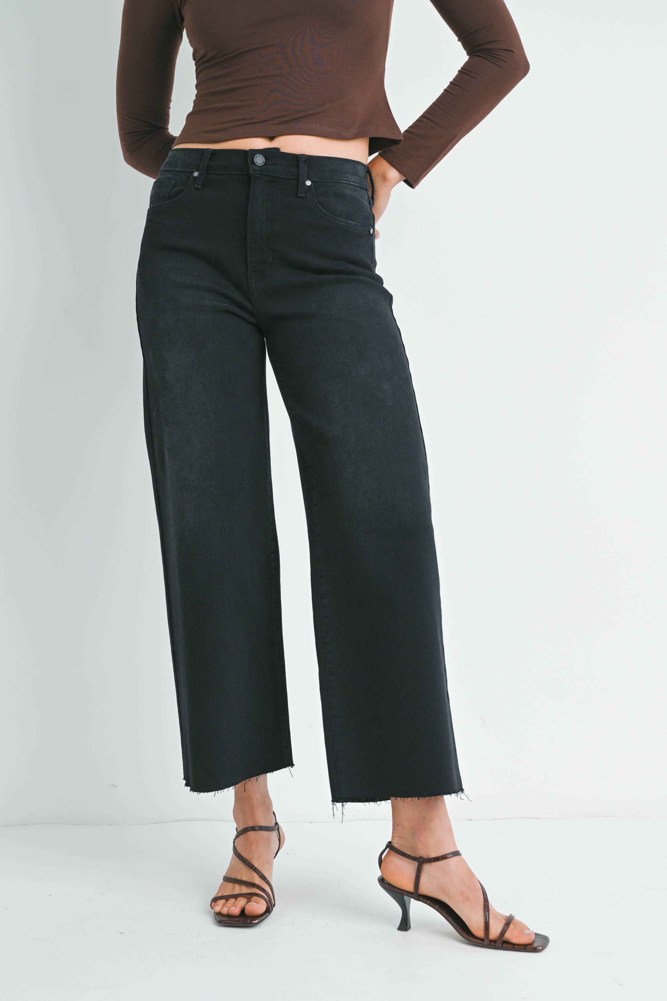 Just Black Denim Scissor Cut Wide Leg Black