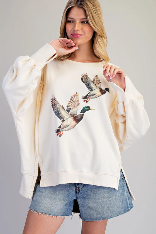 Stone Washed Duck Graphic Pullover