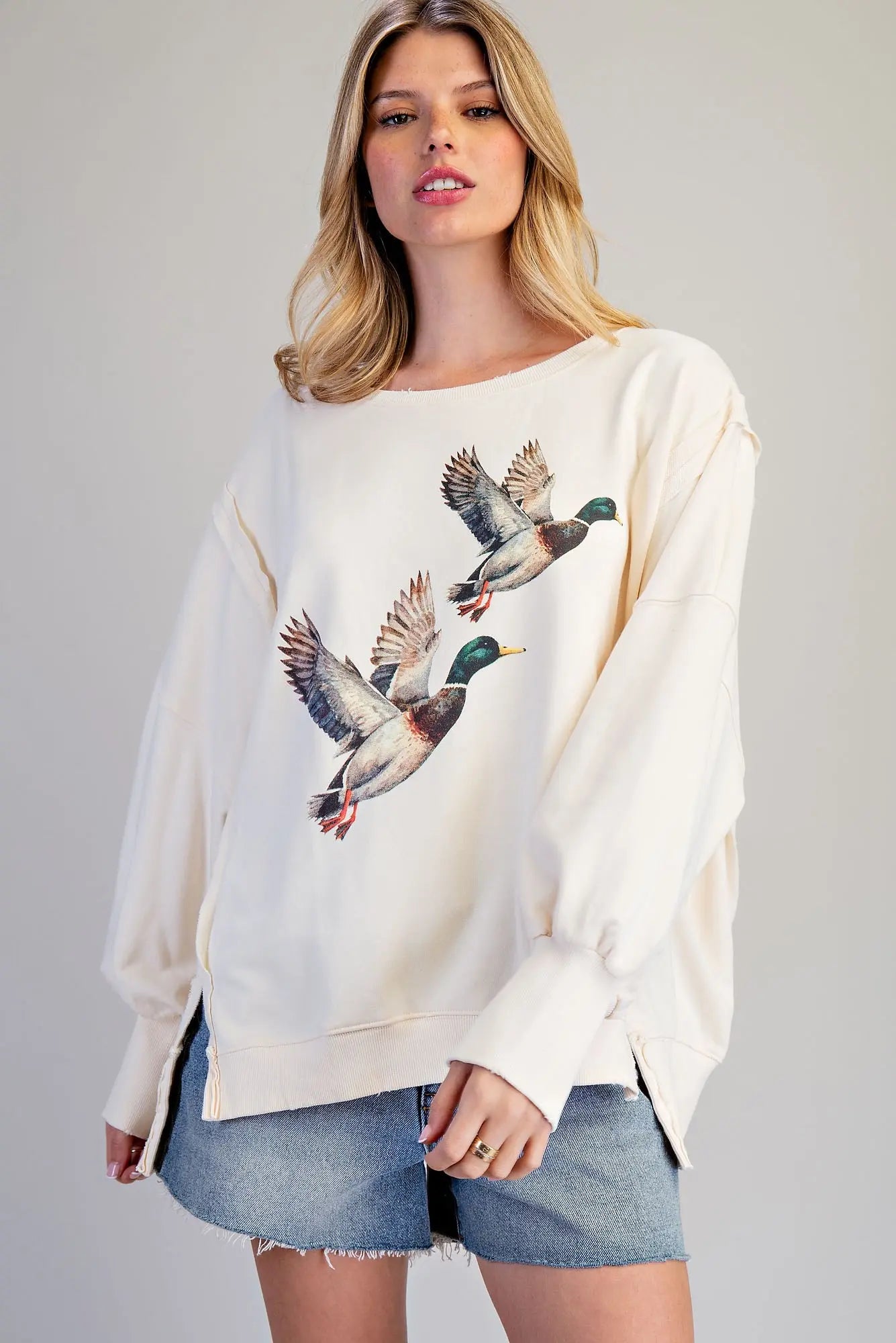 Stone Washed Duck Graphic Pullover
