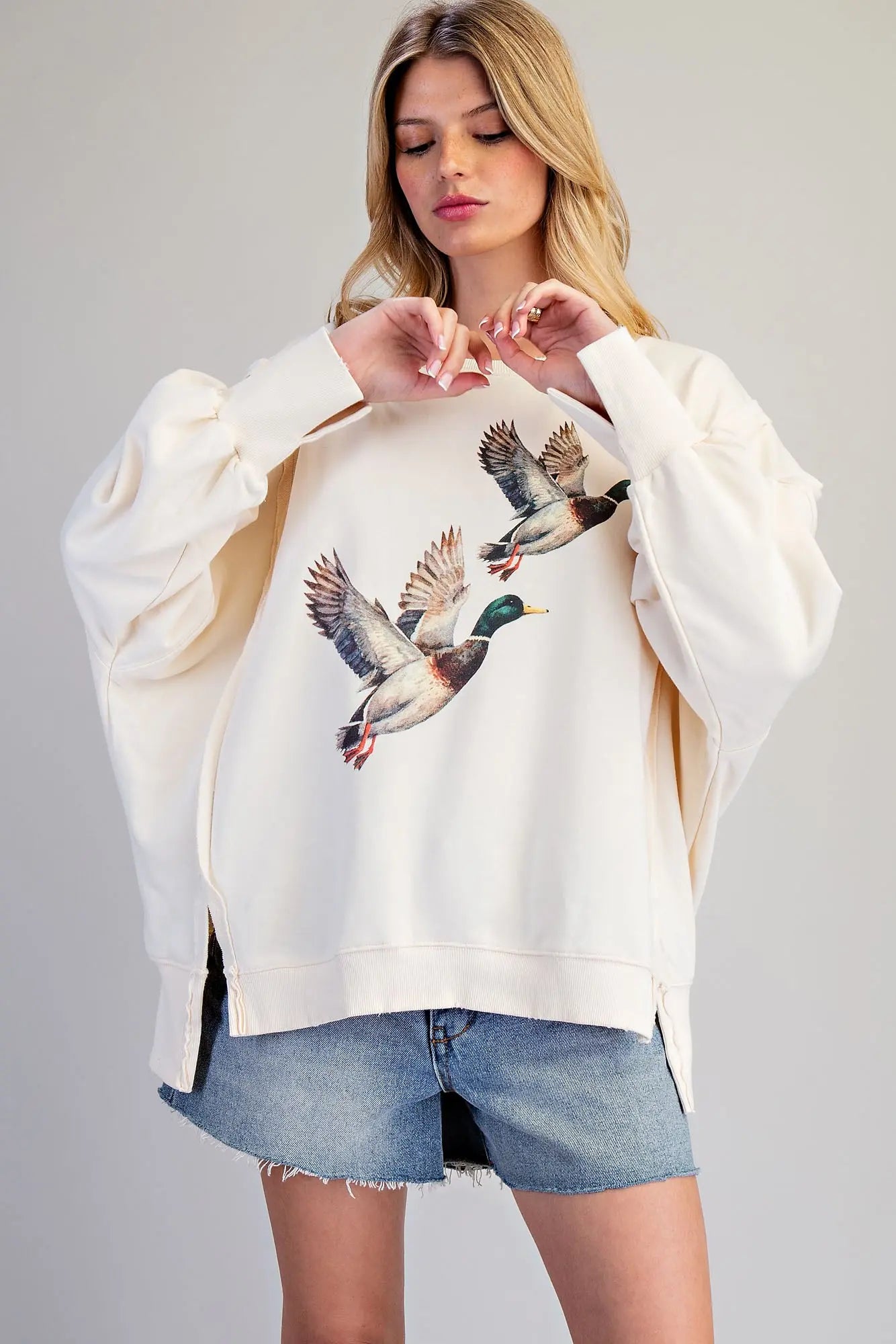Stone Washed Duck Graphic Pullover