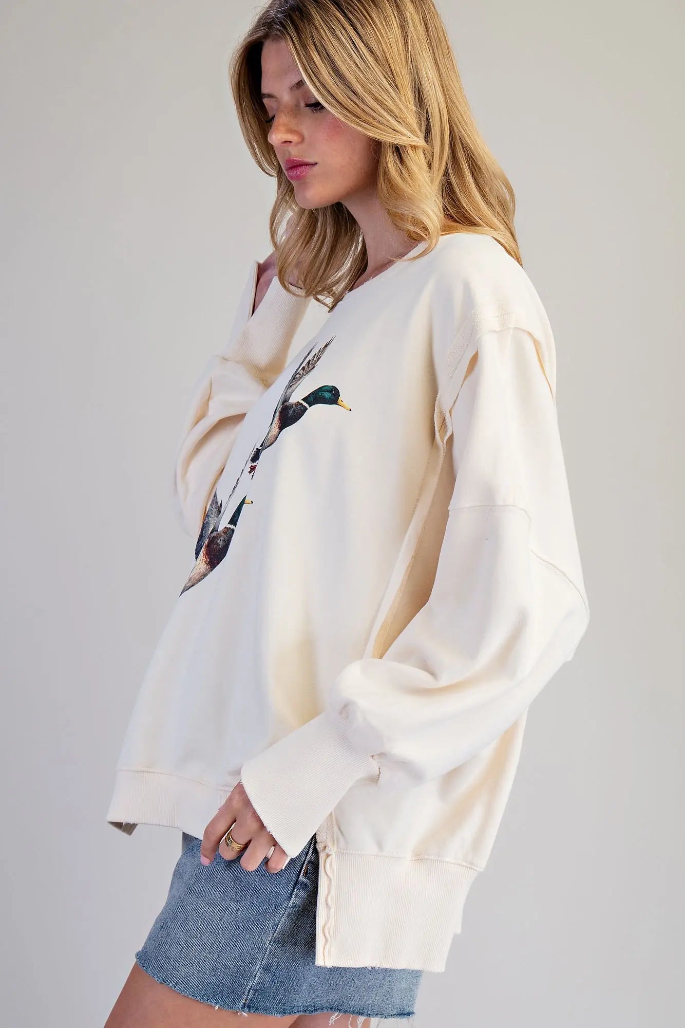 Stone Washed Duck Graphic Pullover