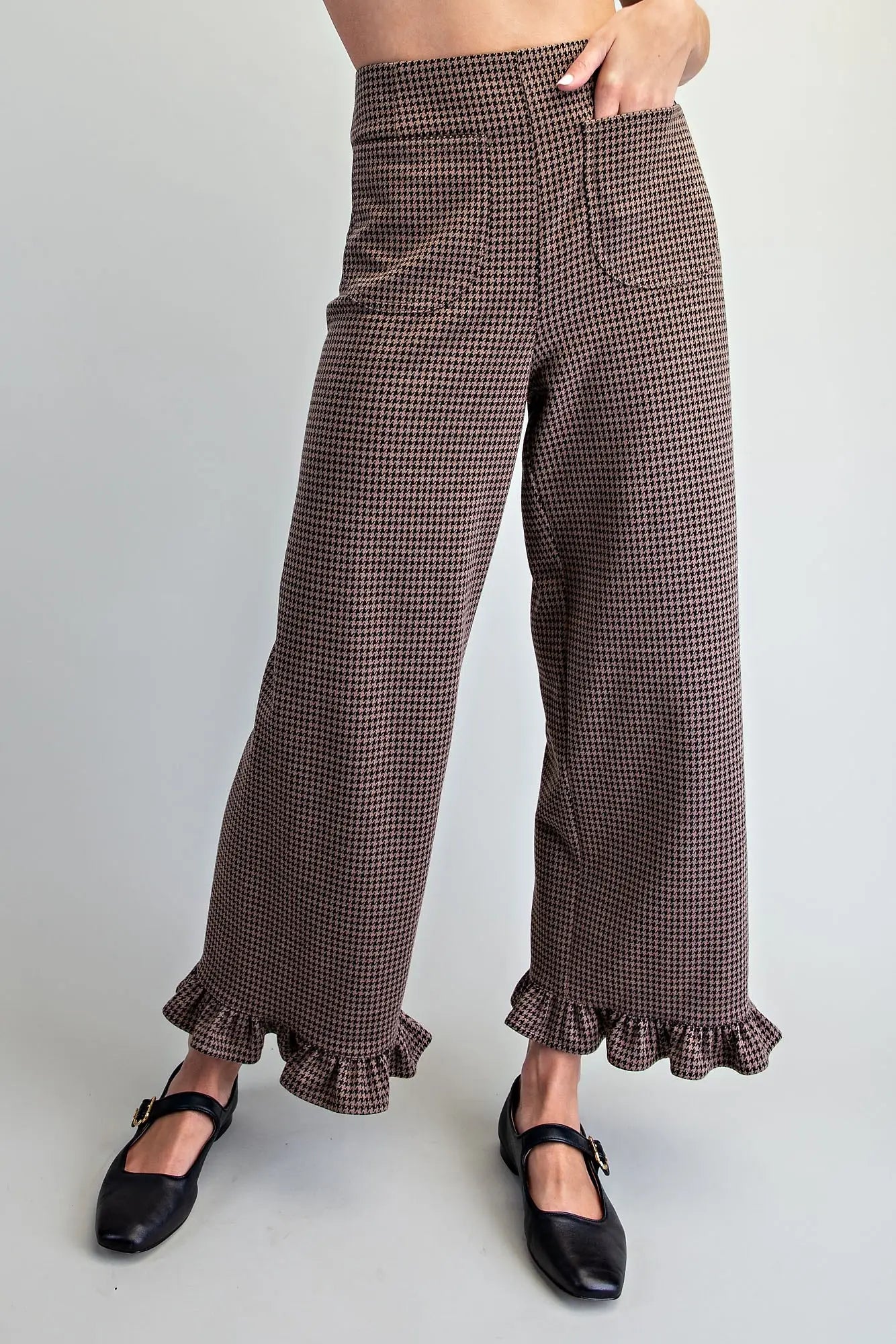 Ruffle Hem Pants Mocha Brown