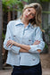 Embroidered Duck Button Down Shirt Sky Blue