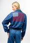 Ivy Jane Denim Flag Embroidery Bomber Jacket