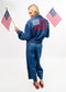 Ivy Jane Denim Flag Embroidery Bomber Jacket