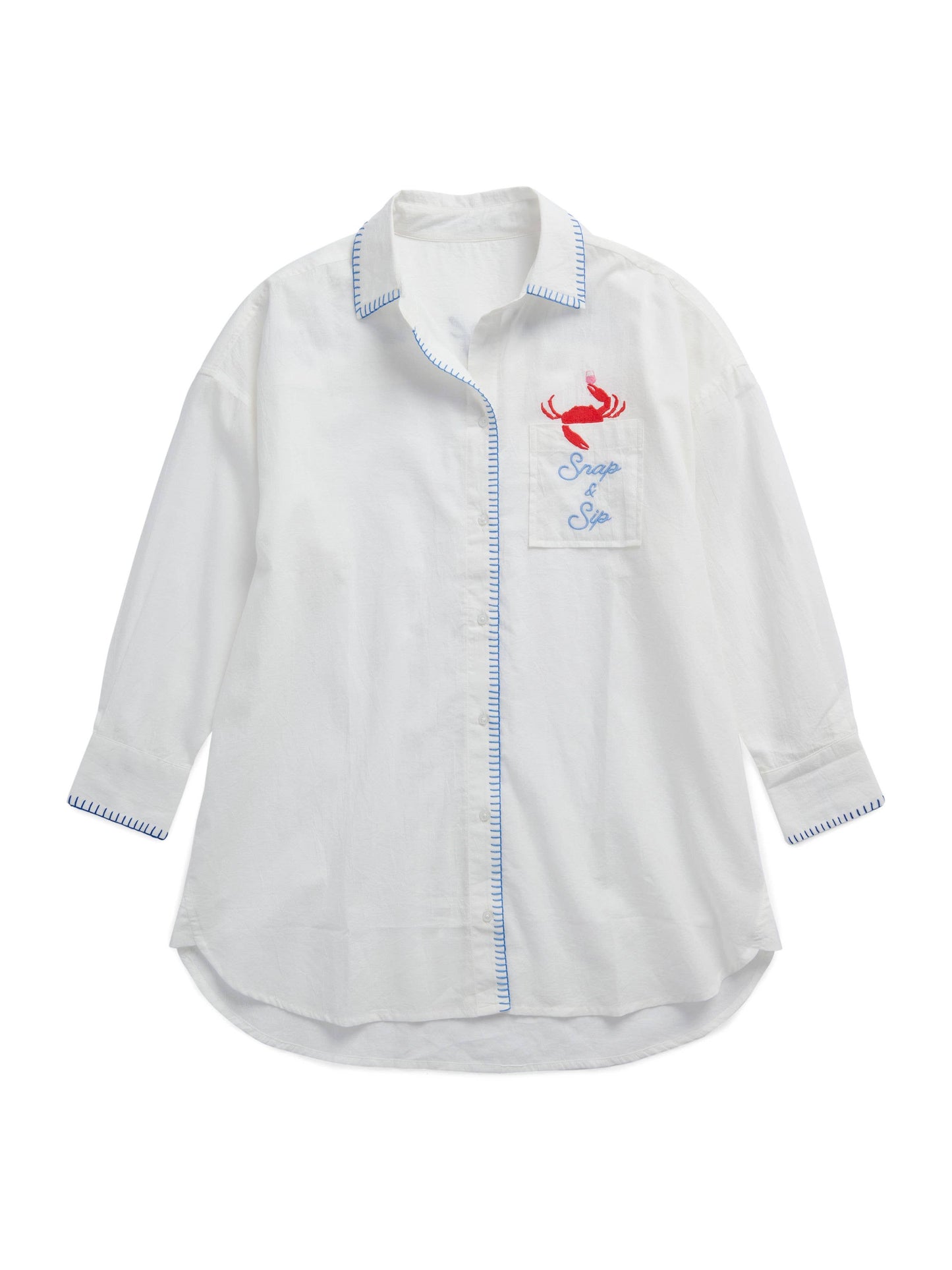 Snap & Sip/ Catch Of The Day Cover- Up Shirt