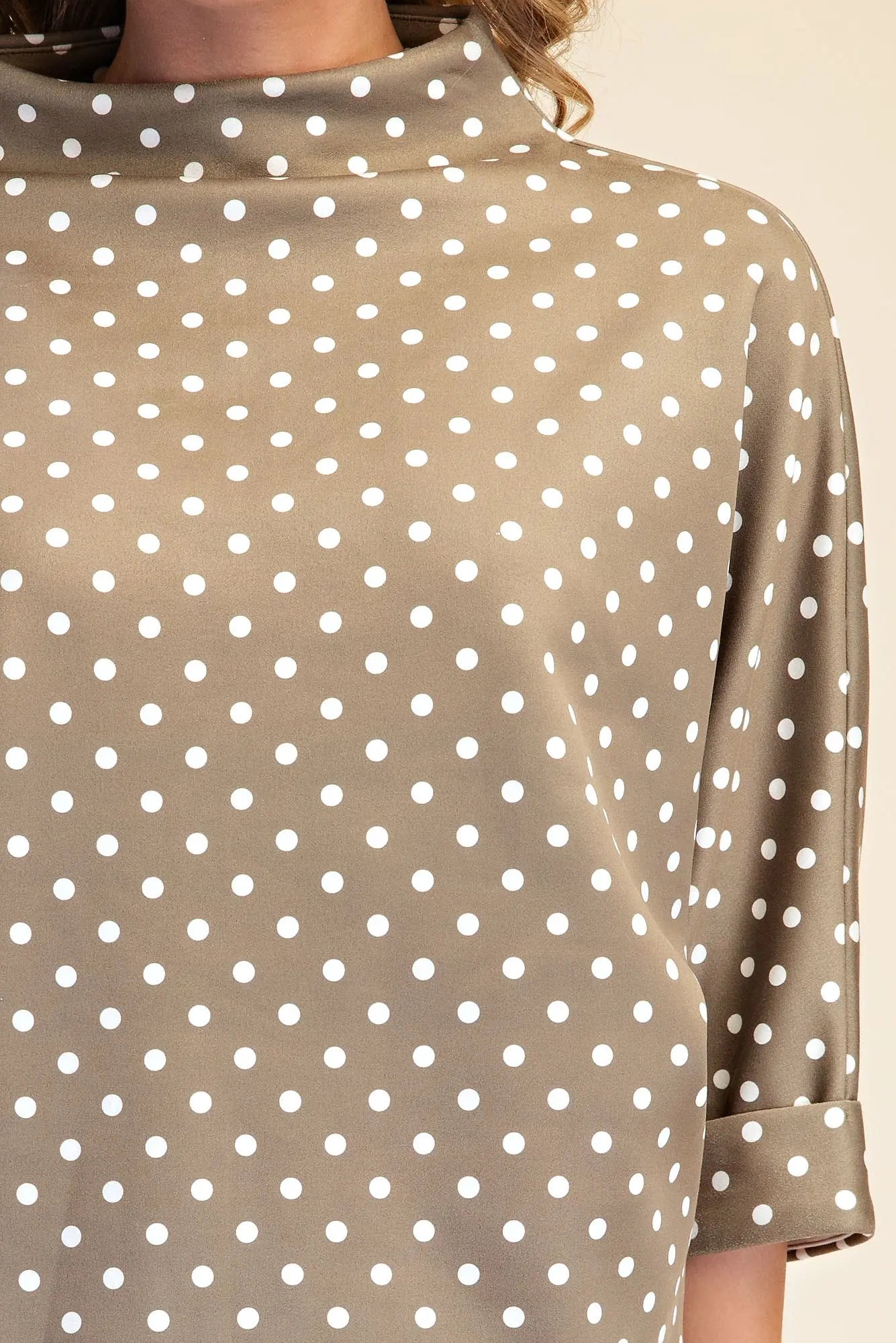 The Polka Dot Mock Neck Olive