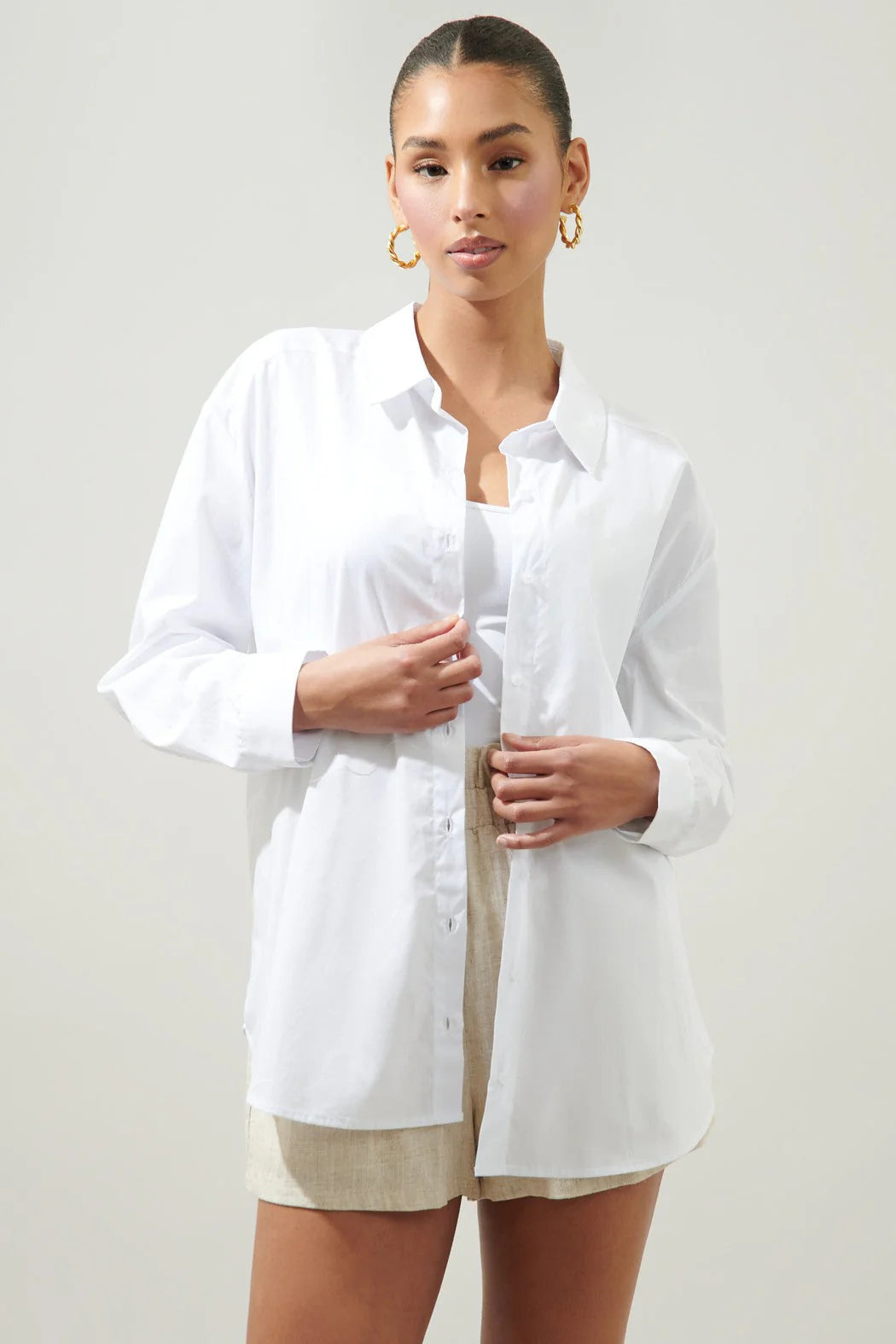 White Oversized Button Down Shirt