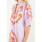 THML Puff Sleeve Embroidery Detail Dress Pink