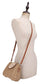 Straw Crossbody Bag With Beaded Buckle: Beige Brown