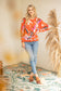 Long Sleeve Oversized Floral Sweater Top Orange