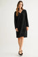 Joh Apparel Aurora Suede V-Neck Dress Black