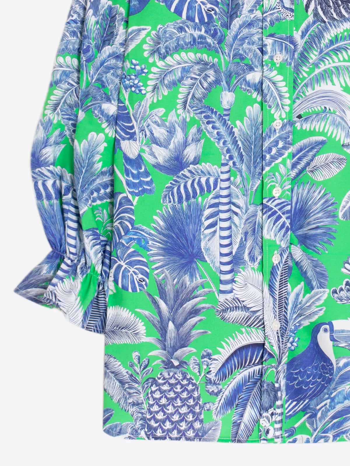 Vilagallo Blue Green Tropical Print Shirt