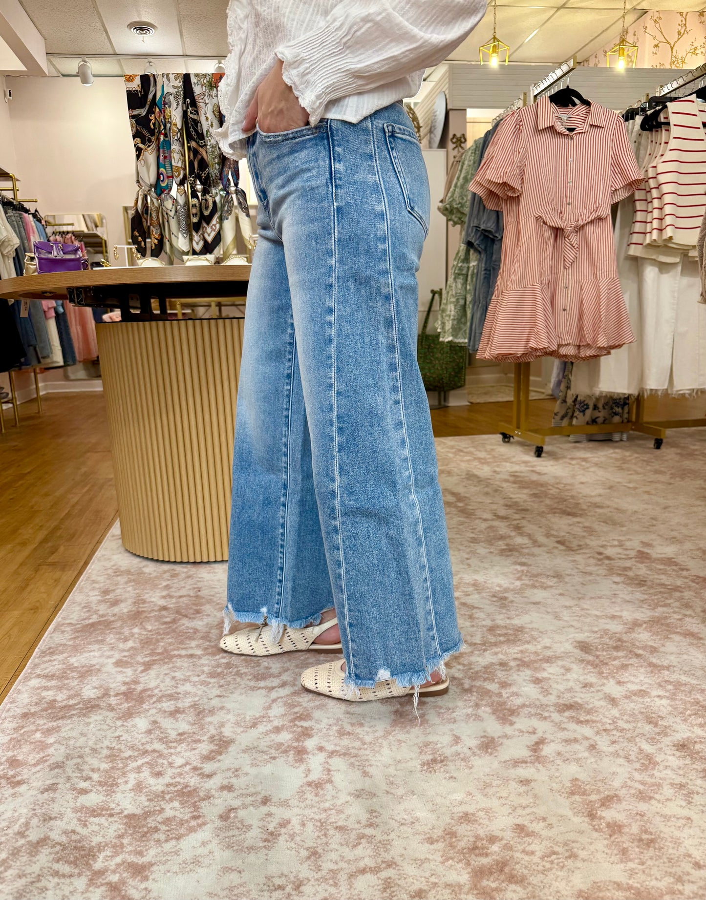 Vervet High Rise Crop Wide Light Wash