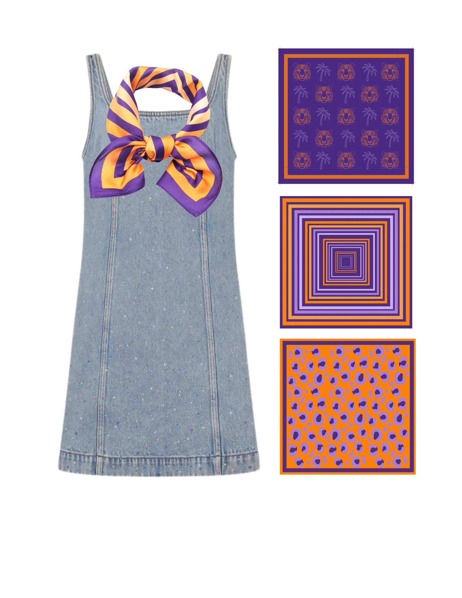 Clemson Bandana Gameday Scarf Tiger and Palm