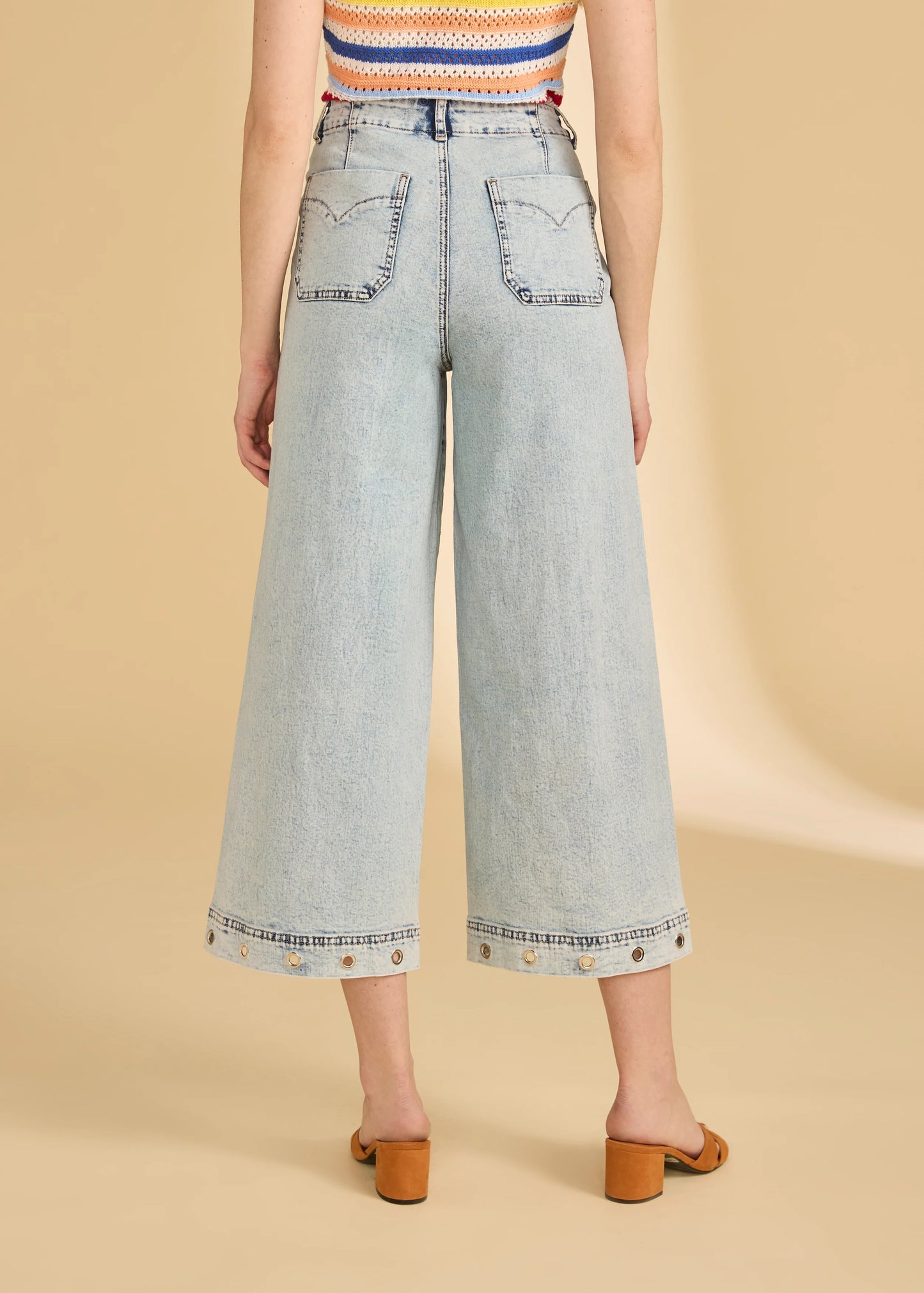 Suzanne Wide Crop Denim Ocean