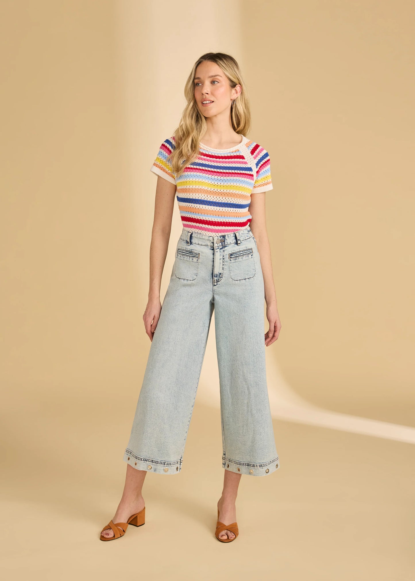 Suzanne Wide Crop Denim Ocean