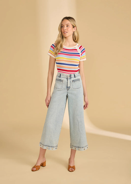 Suzanne Wide Crop Denim Ocean