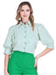 Jade Puff Sleeve Shirt Green Stripe