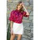 THML Puff Sleeve Print Top Burgundy