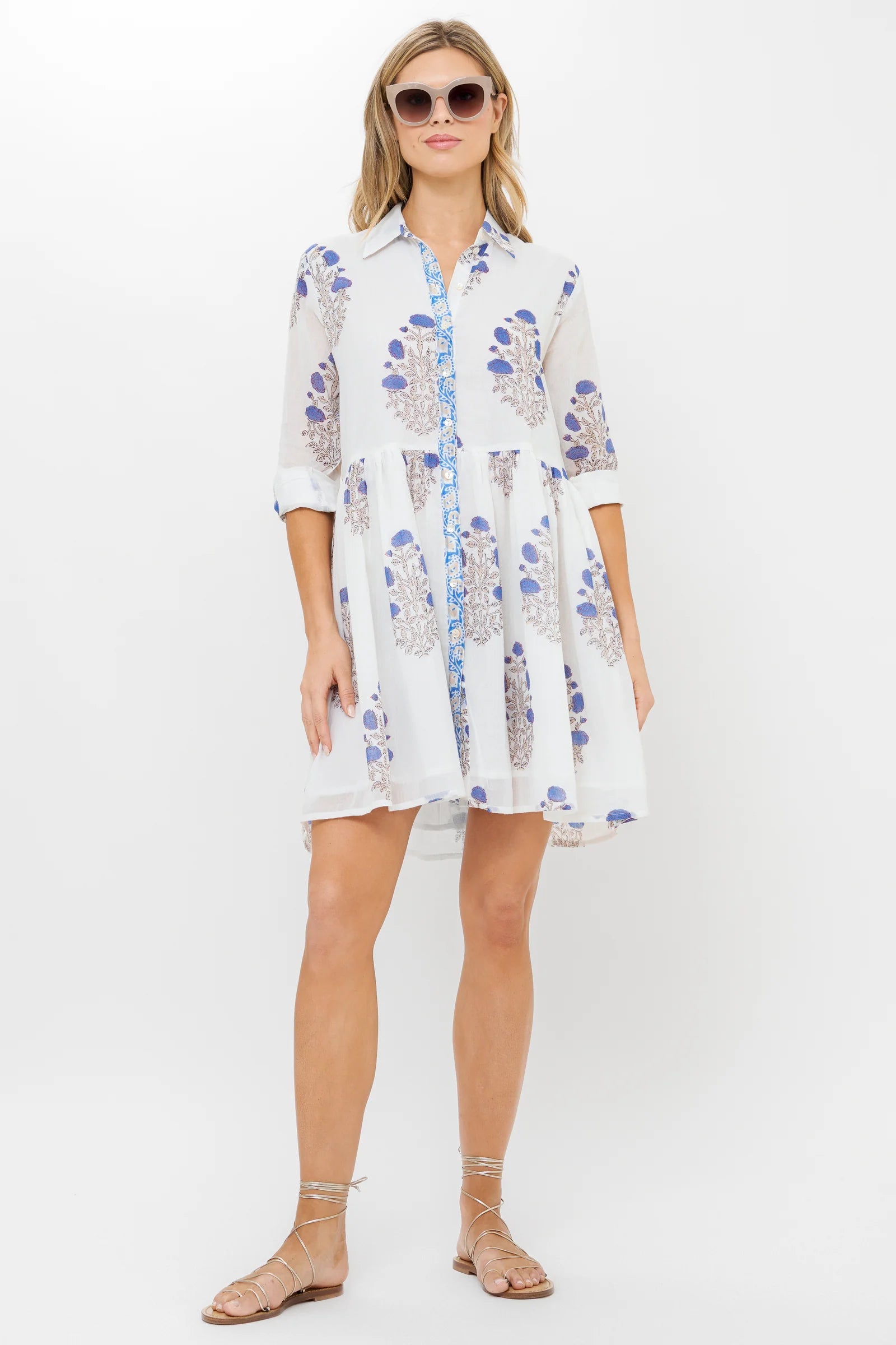 Oliphant Long Sleeve Shirt Dress Mini Laguna Blue – Southerngirlchic