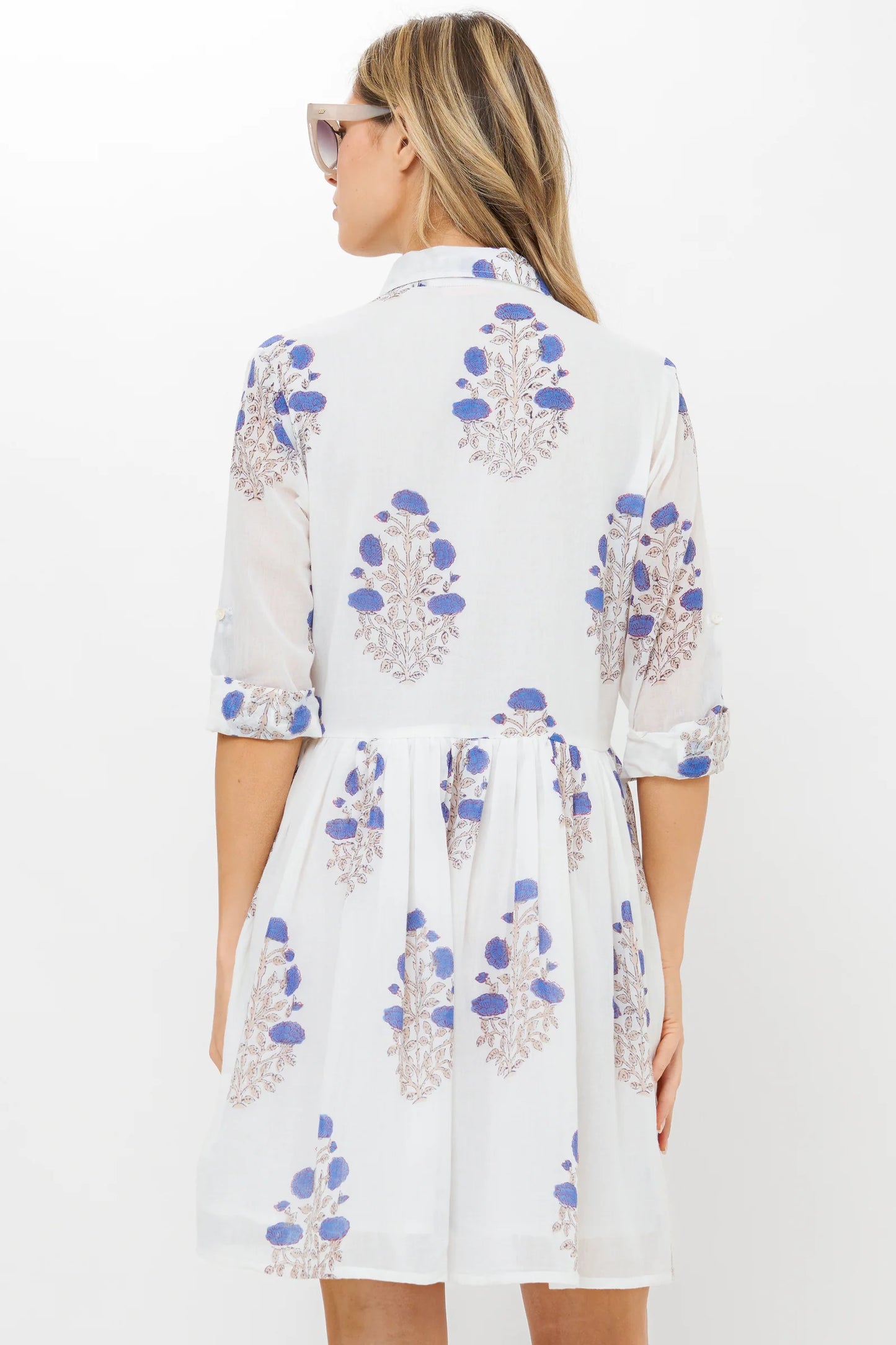 Oliphant Long Sleeve Shirt Dress Mini Laguna Blue