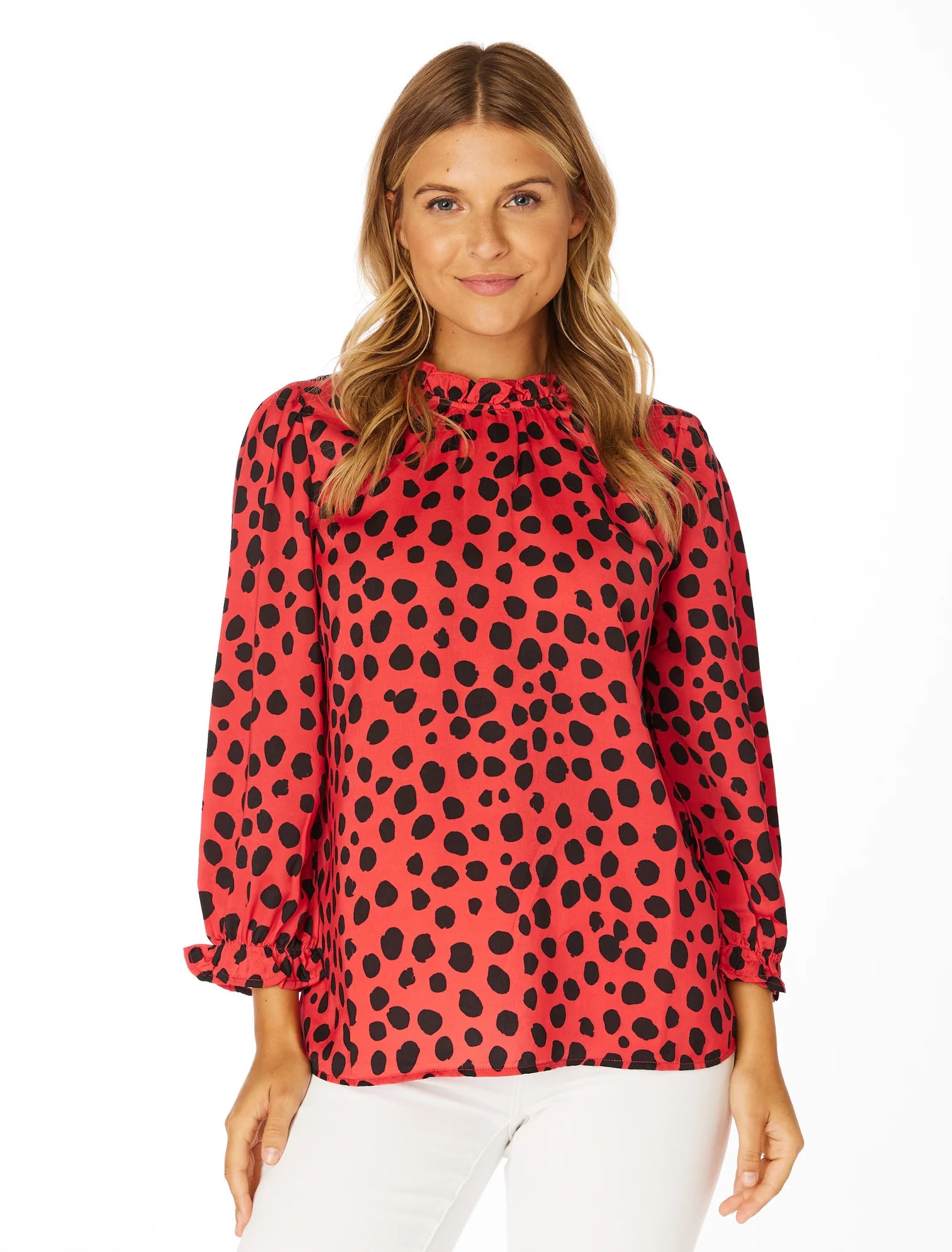 3/4 Sleeve Blouse - Red & Black SS