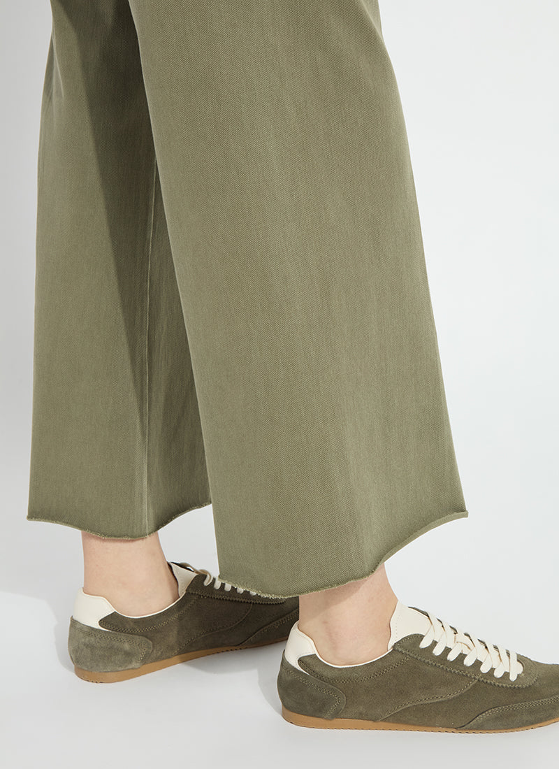 Lysse Erin Hi Waist Wide Leg Denim Antique Wash Smoked Green