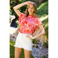 THML Flutter Sleeve Abstract High Neck Blouse