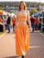 The Scalloped Chic Skirt Set Orange