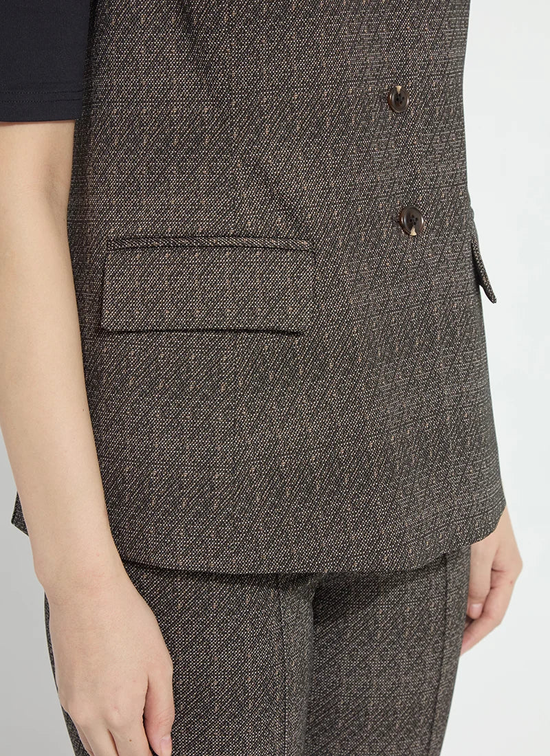 Lysse Frankie Sleeveless Blazer Speckled Salt and Pepper