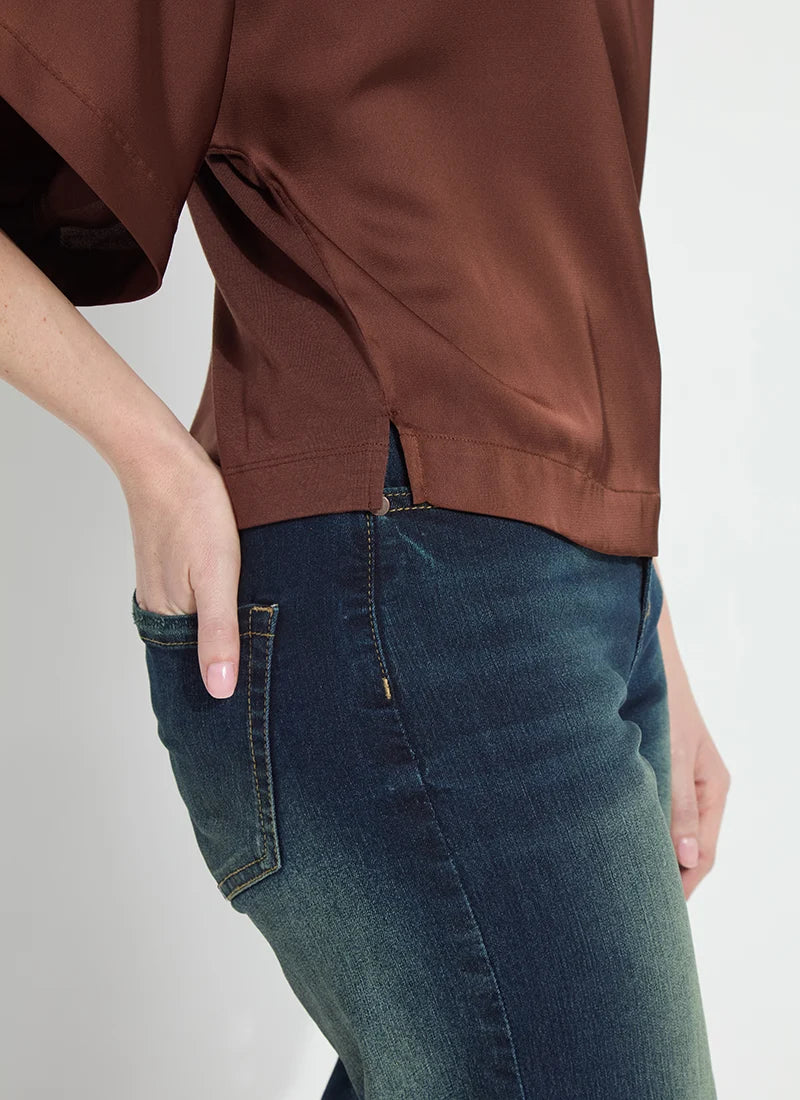 Lysse Ginger Mix-Media Dolman Tee Maple