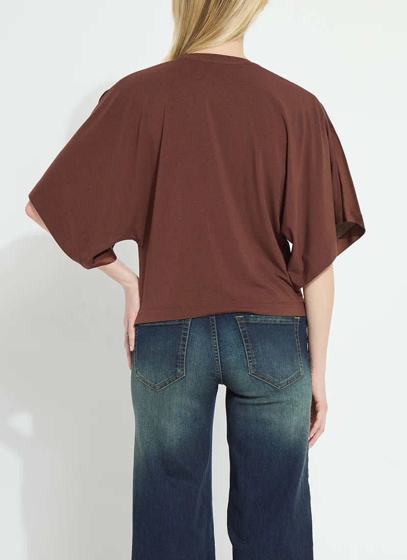 Lysse Ginger Mix-Media Dolman Tee Maple
