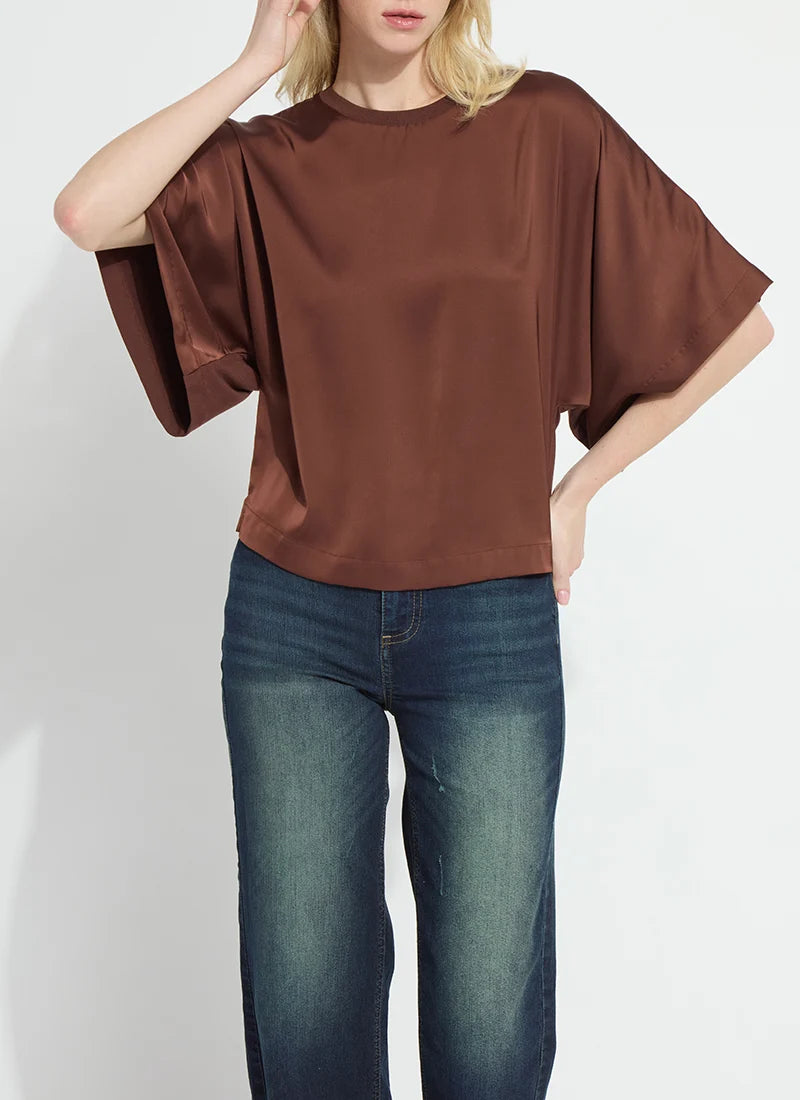 Lysse Ginger Mix-Media Dolman Tee Maple