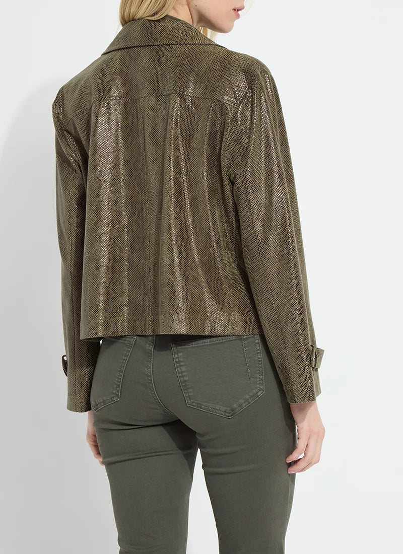 Lysse Emory Vegan Suede Moto Jacket Woodland Snake