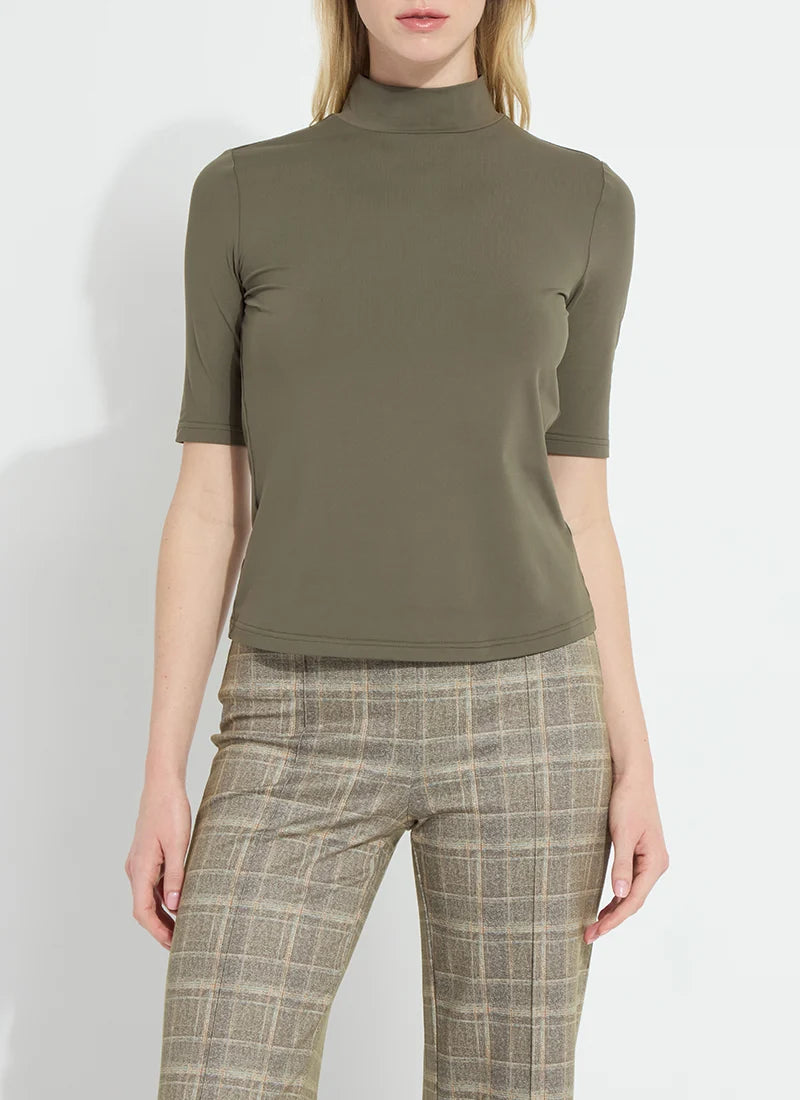 Lysse Clara Mockneck Elbow Sleeve Mosswood