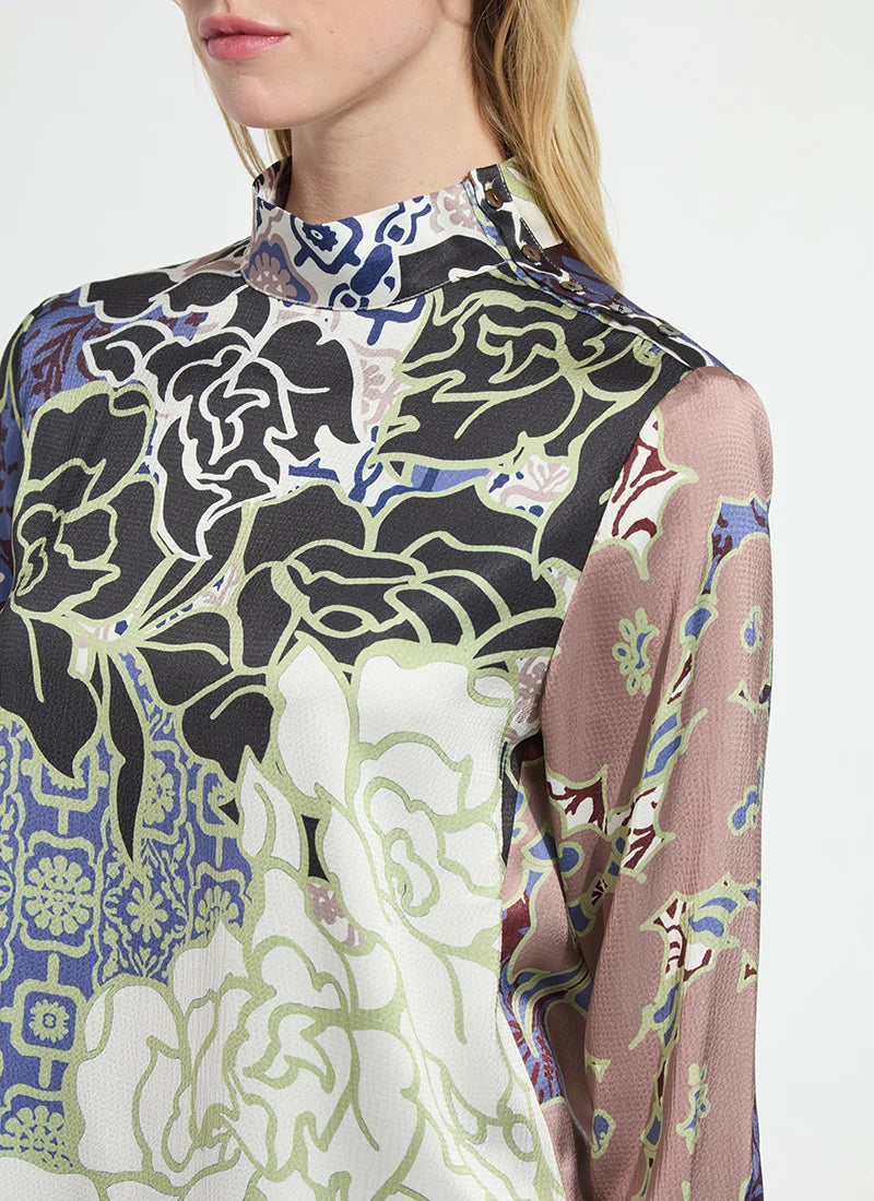 Lysse Seraphina Mock Neck Blouse Antique Garden
