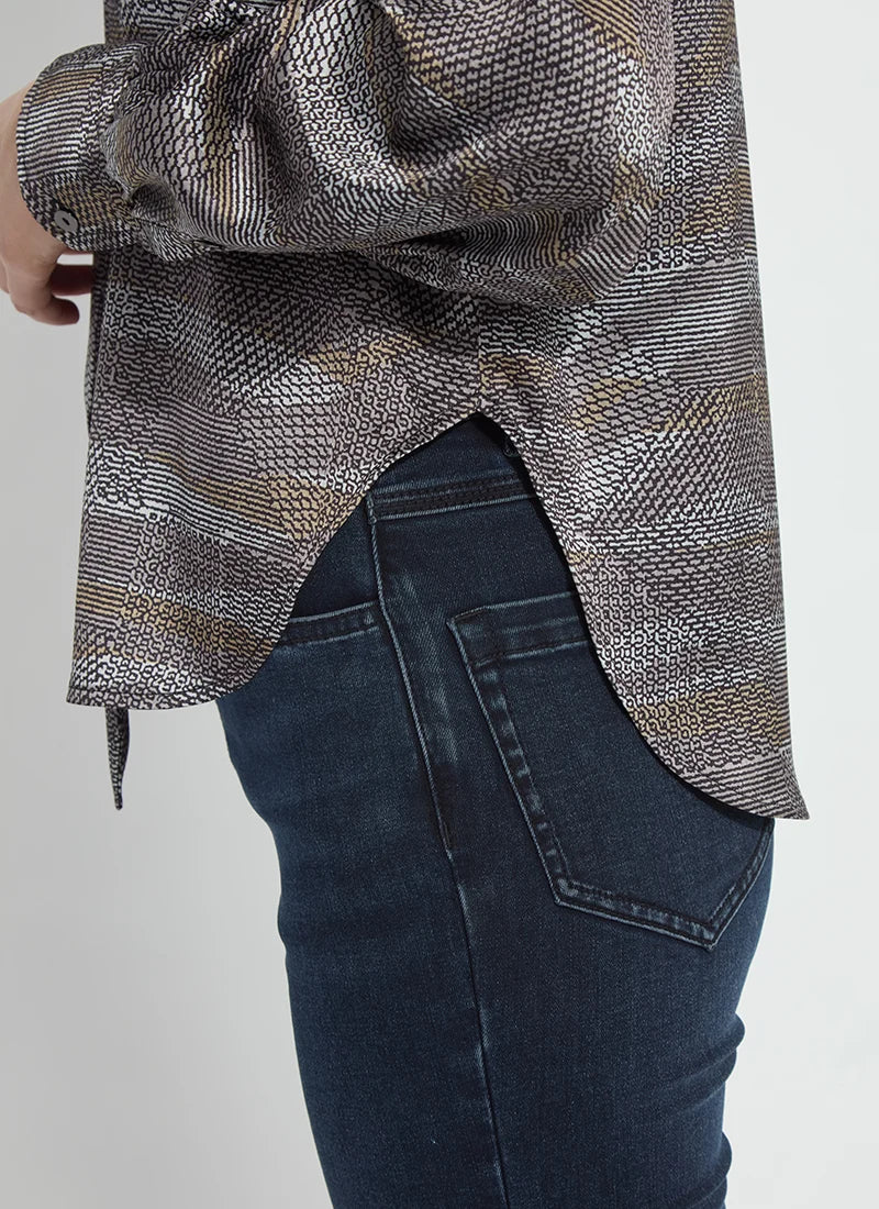 Lysse Maxine Convertible Tie Satin Shirt Textural Beat