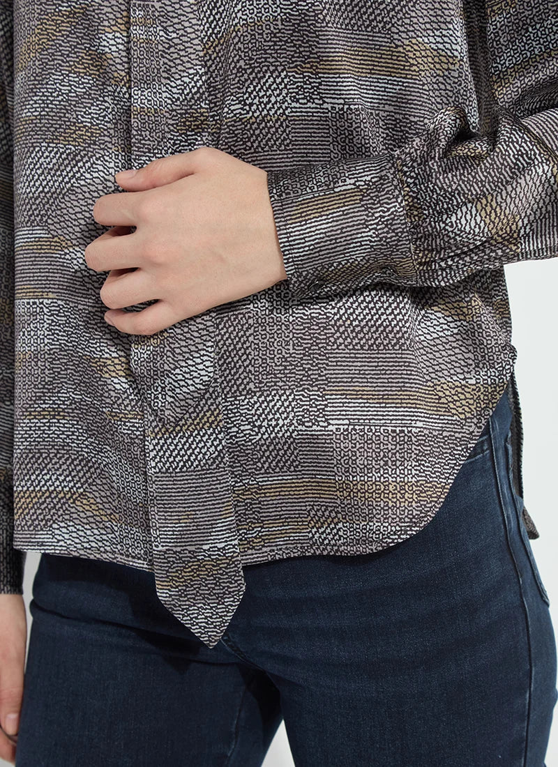 Lysse Maxine Convertible Tie Satin Shirt Textural Beat