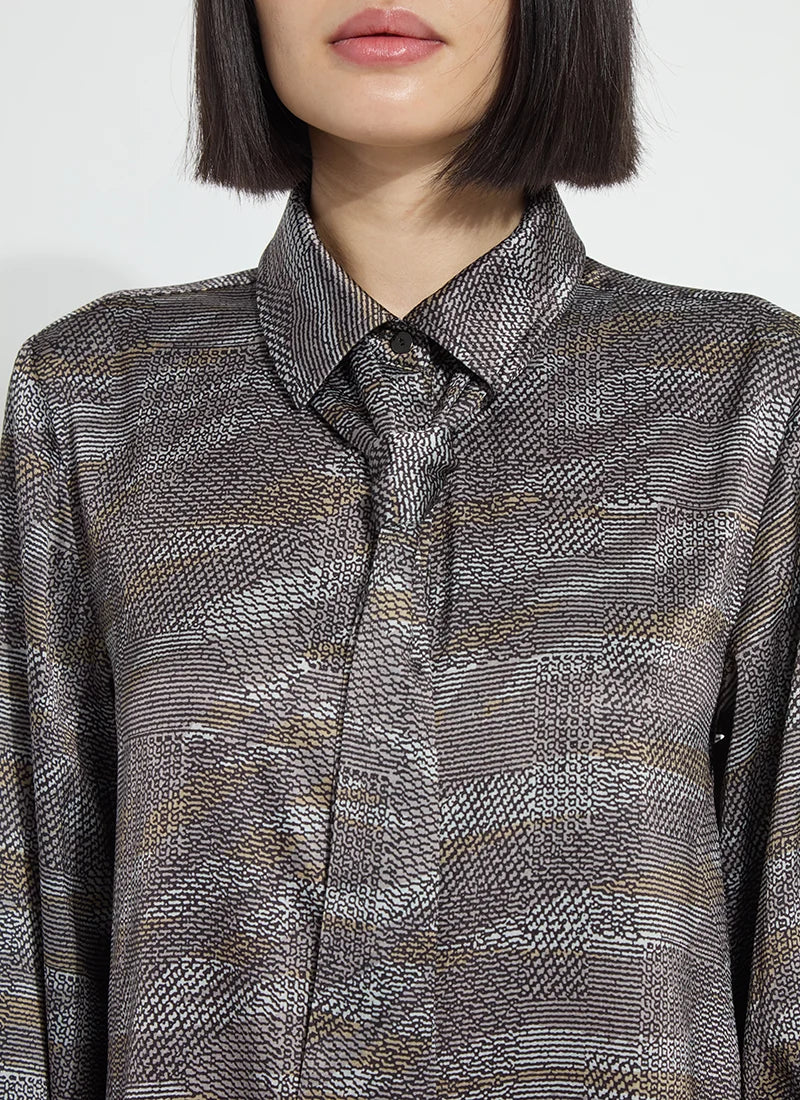 Lysse Maxine Convertible Tie Satin Shirt Textural Beat