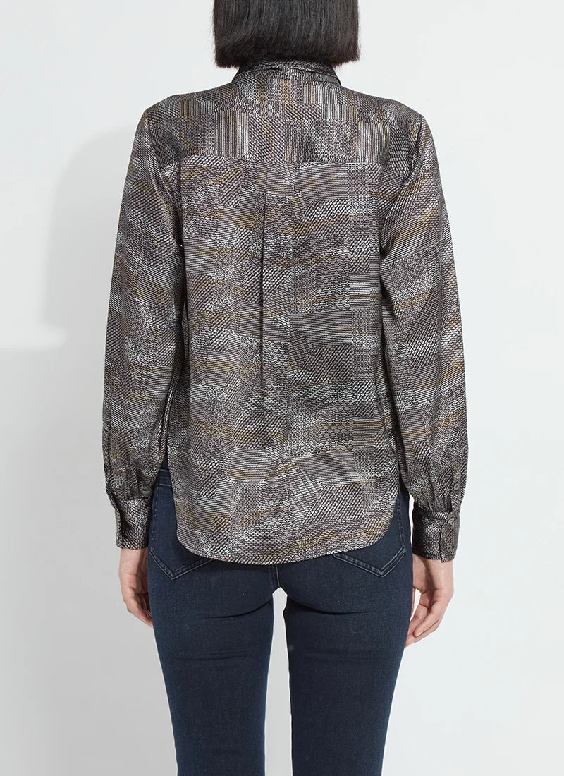 Lysse Maxine Convertible Tie Satin Shirt Textural Beat