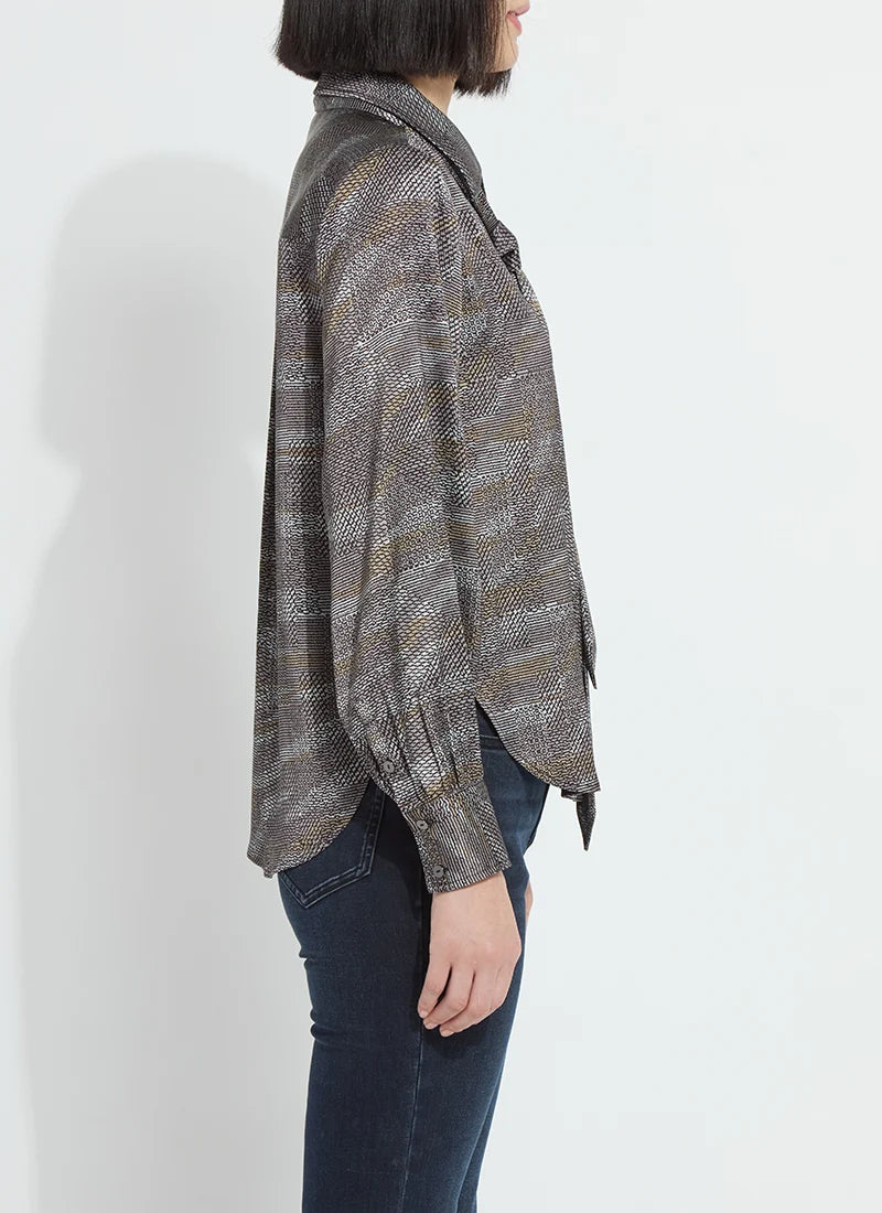 Lysse Maxine Convertible Tie Satin Shirt Textural Beat