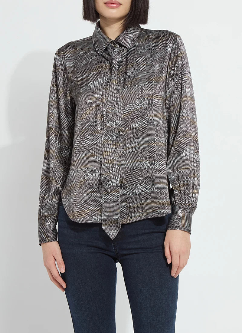 Lysse Maxine Convertible Tie Satin Shirt Textural Beat