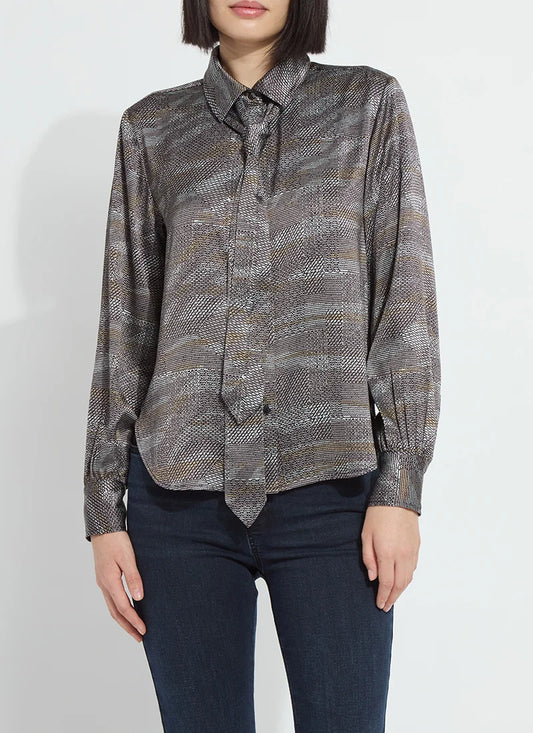 Lysse Maxine Convertible Tie Satin Shirt Textural Beat