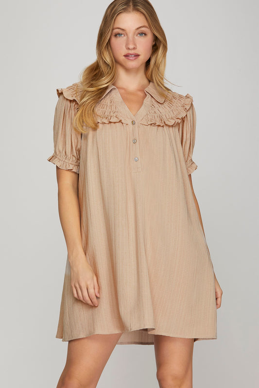 Smocked Ruffle Mini Dress