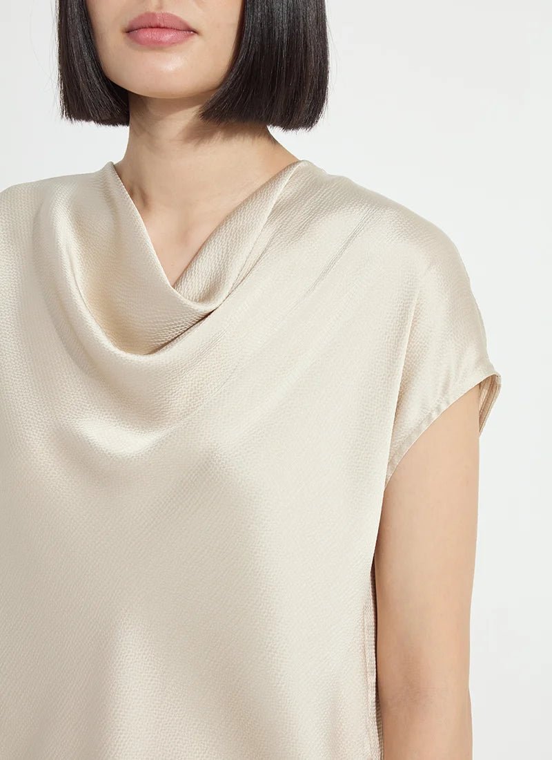 Lysse Yasmin Drape Neck Sleeveless Blouse Travertine