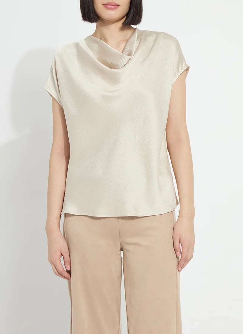 Lysse Yasmin Drape Neck Sleeveless Blouse Travertine