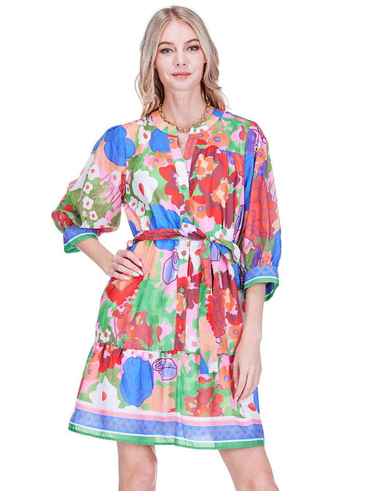 Joy Joy Placket Dress Petal Pop
